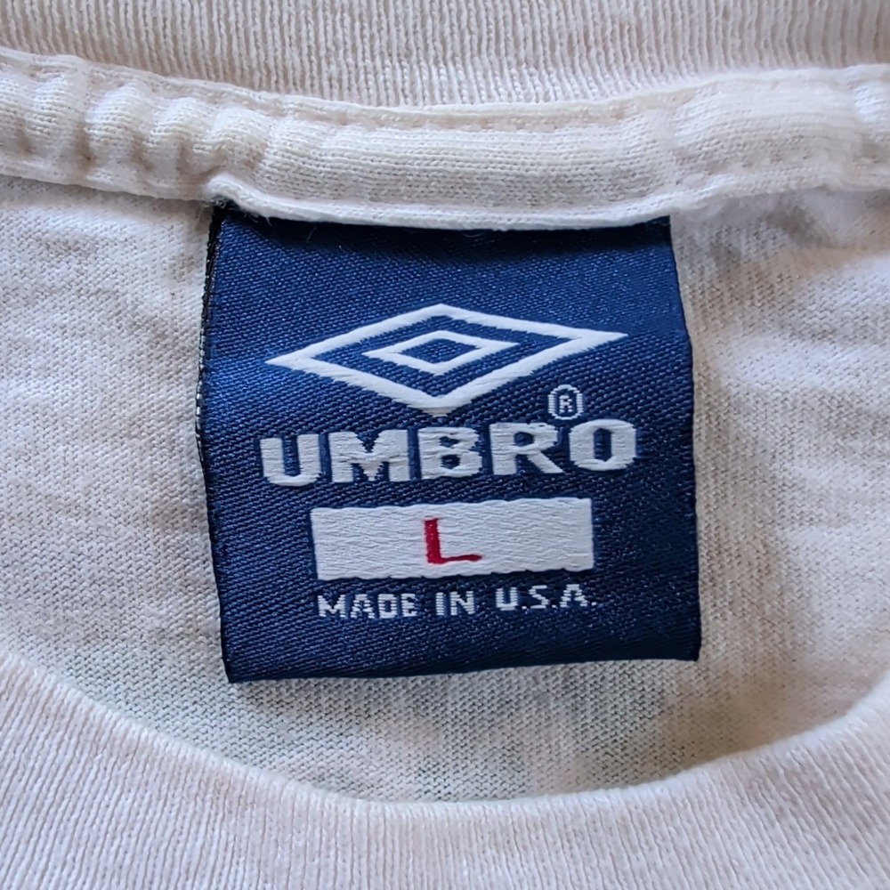 VTG Umbro 90s The Soccer Company Double-sided Graphic Football T-Shirt Large - Picture 5 of 9